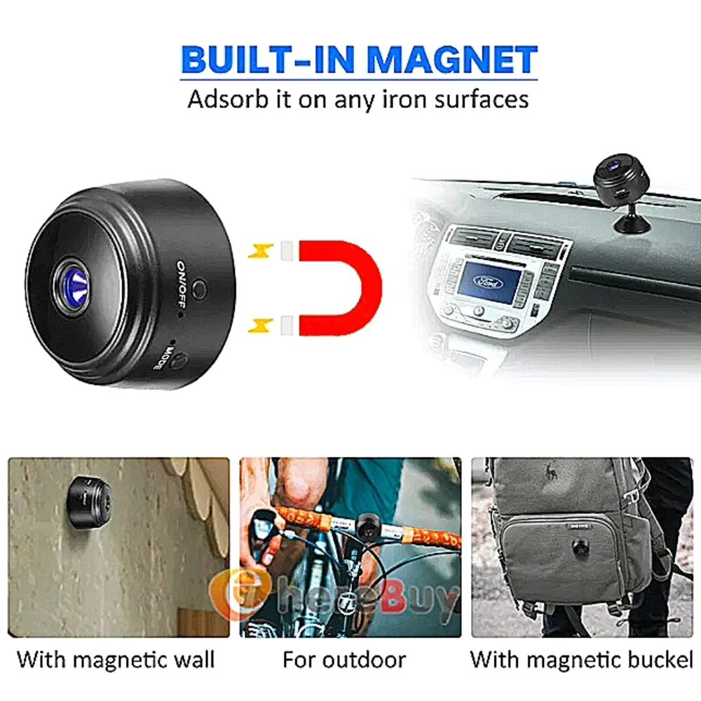 Upgraded Spy Cam HD Camera w/WiFi Model A9 WiFi Camera Free App, Dash camera